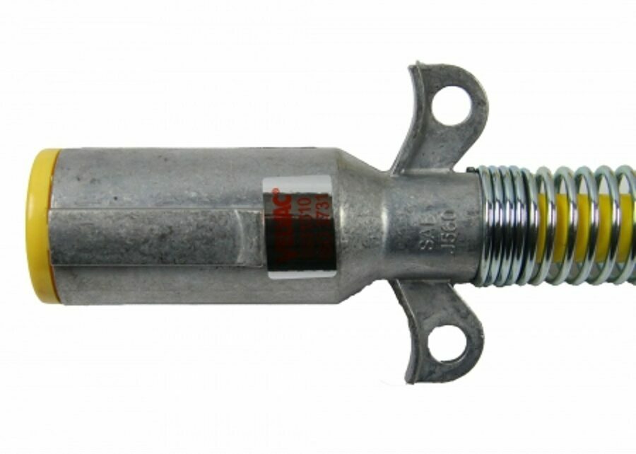 COILED 7 WAY CABLE, YELLOW W/ MALE ENDS 12