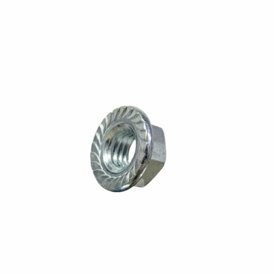 HEX NUT SERRATED 3/8-6 GR 8 ZINC FLANGED
