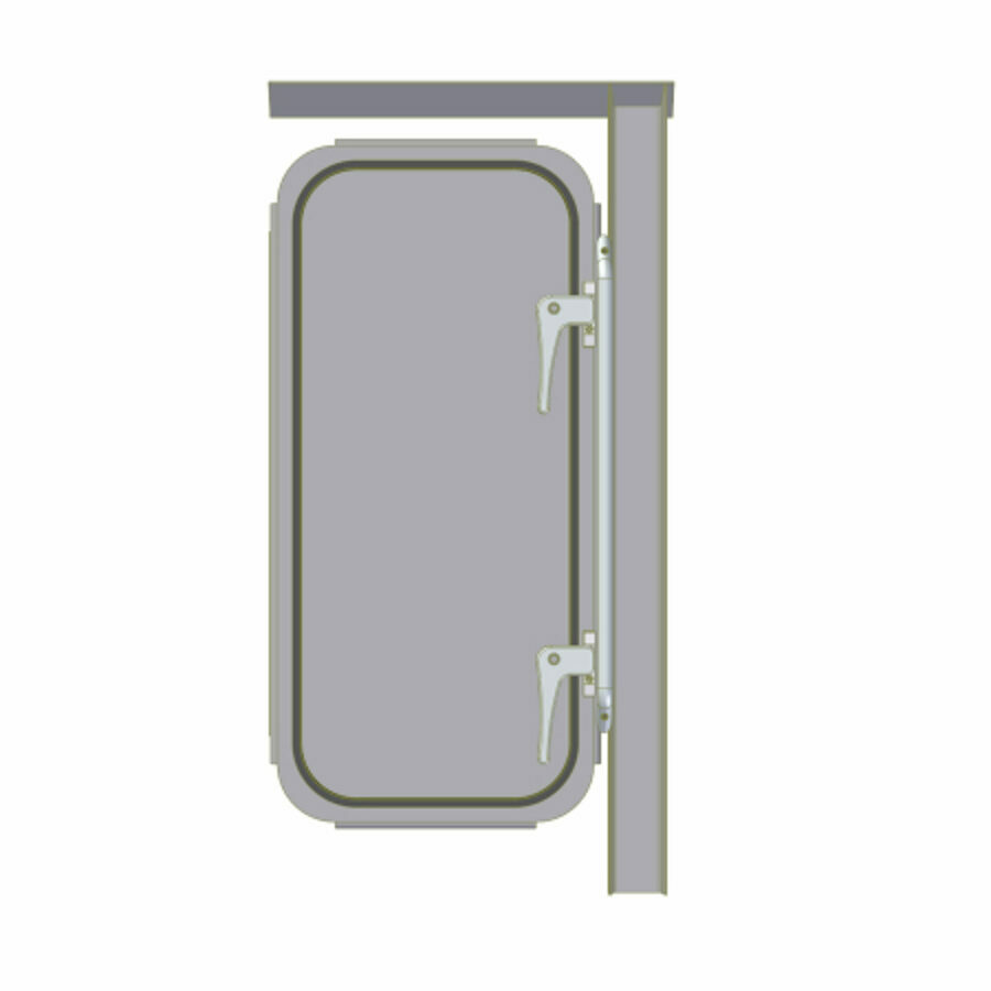 ALUMINUM BULKHEAD MANDOOR ASSEMBLY, DRIVER SIDE FOR TRAILSTAR DUMP TRAILERS, RECTANGLE STYLE