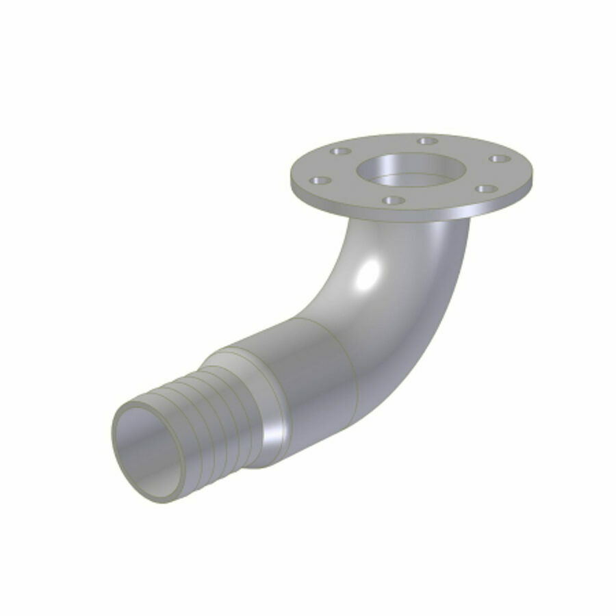 BARBED AERATION ELBOW 2" 90°, LARGE RADIUS CASTING W/ FLANGE