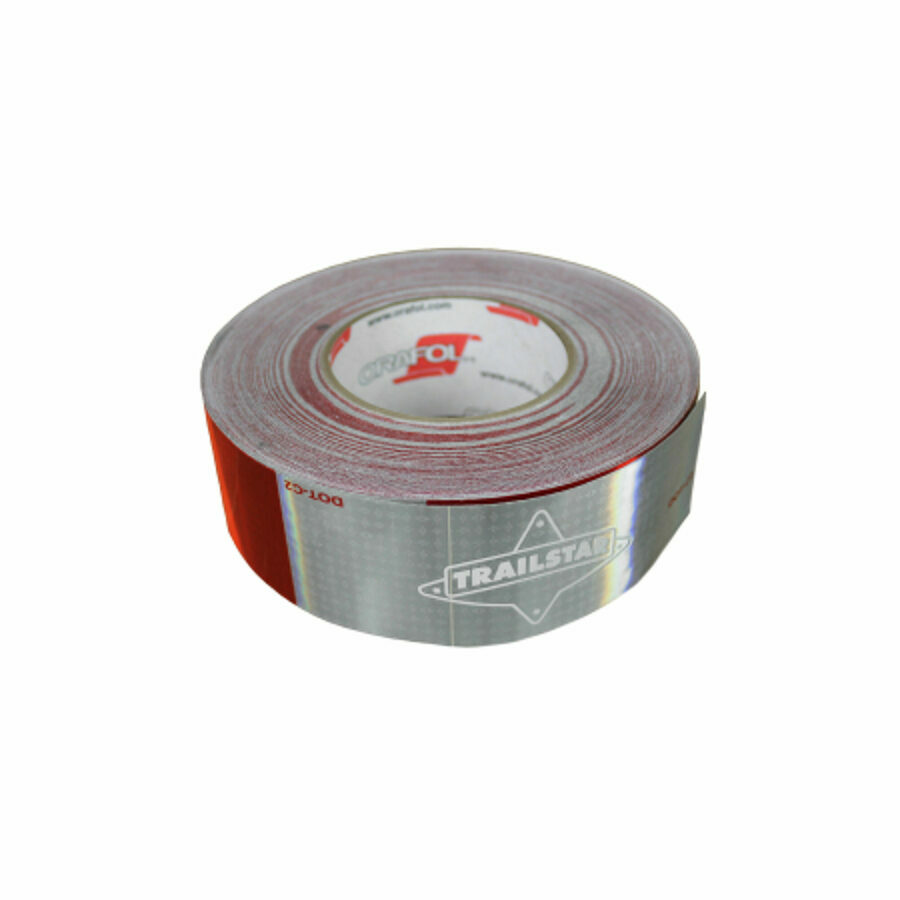 CONSPICUITY, 2" X 150' RED/WHITE W/ TRAILSTAR TAPE 6/6 PATTERN