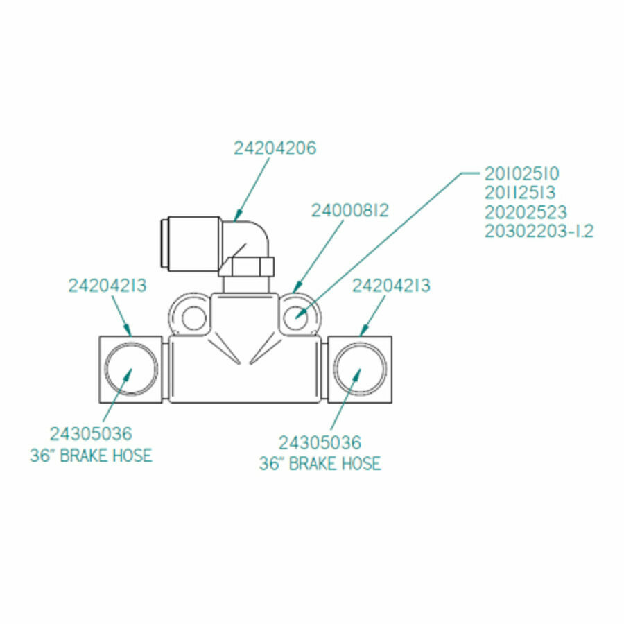 SINGLE TEE BLOCK W/ 36" BRAKE HOSES