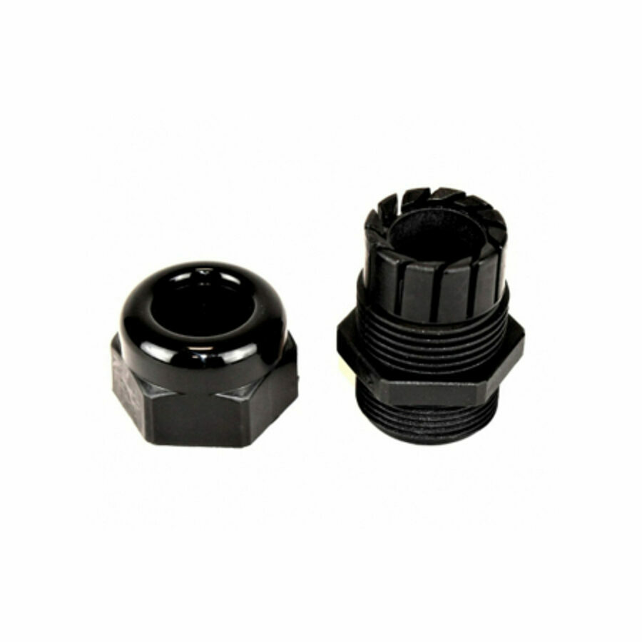 COMPRESSION FITTING, 3/4" FOR 3/4" CABLE, BLACK PLASTIC, MAX DIAMETER .709" MIN. DIAMETER .49"