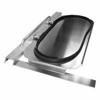 ALUMINUM BULKHEAD MANDOOR ASSEMBLY, DRIVER SIDE FOR DUMP TRAILERS, RECTANGLE STYLE W/ GRAB HANDLE