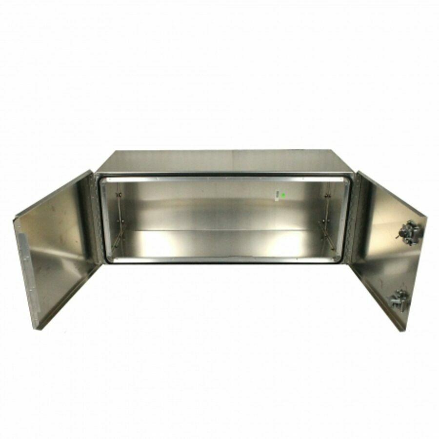 AERO TOOLBOX, 24" X 24" X 60" ALUMINUM, MILL/POLISHED DOUBLE DOOR