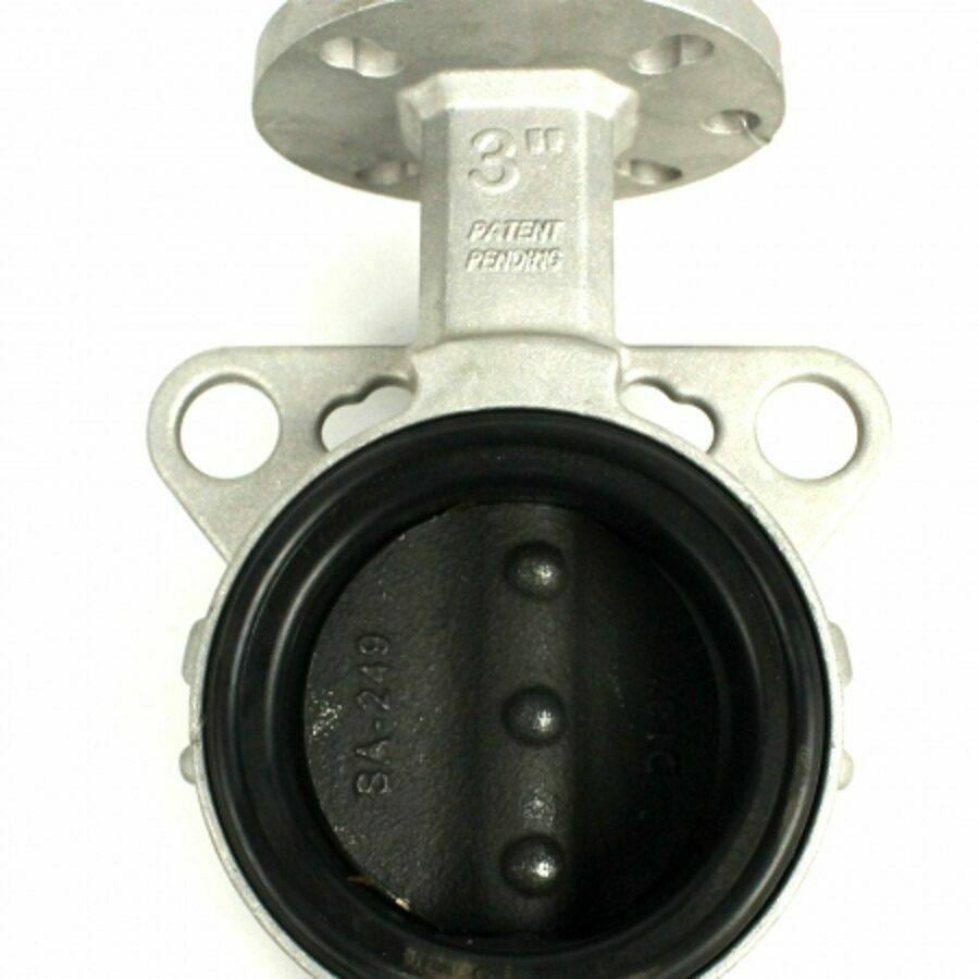 3" ALUMINUM BUTTERFLY VALVE,  BLACK SEAL, IRON DISC