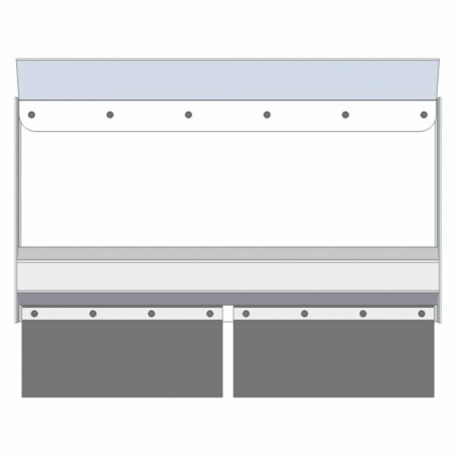 CENTER MUD FLAP ASSEMBLY, ALUMINUM W/ (5) LIGHTS, 1/2 ROUND