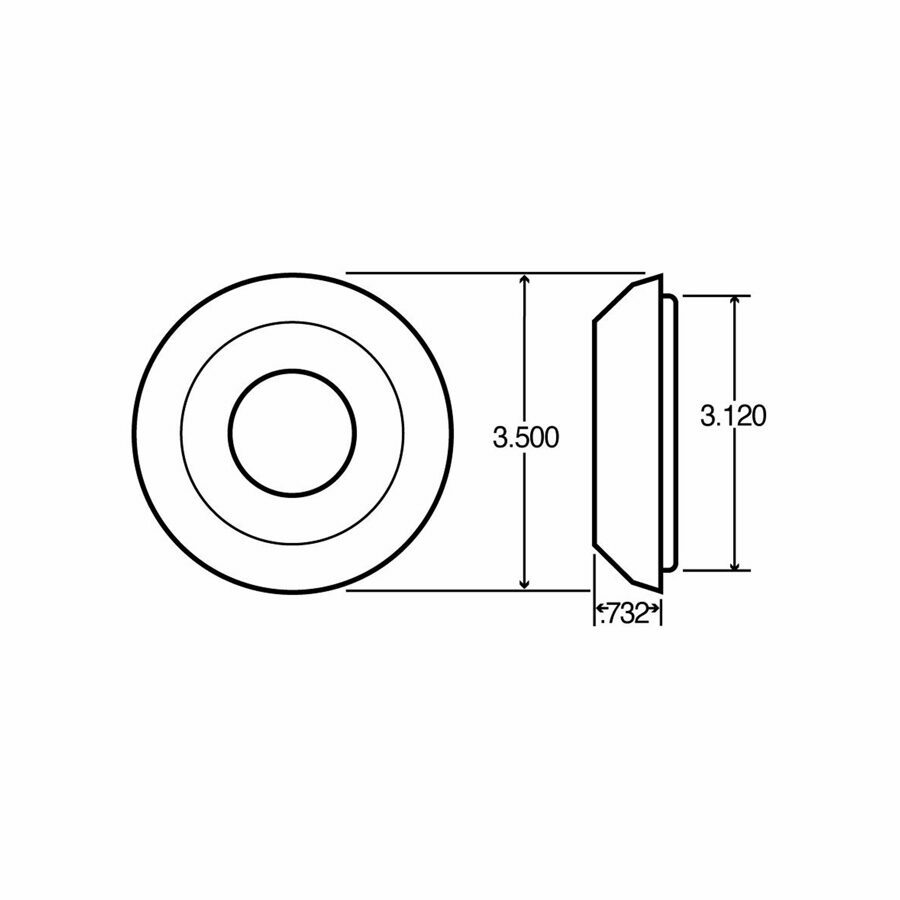 RAISED GROMMET 2-1/2", OPEN BACK WIDE GROOVE FOR SERIES 10 LIGHT