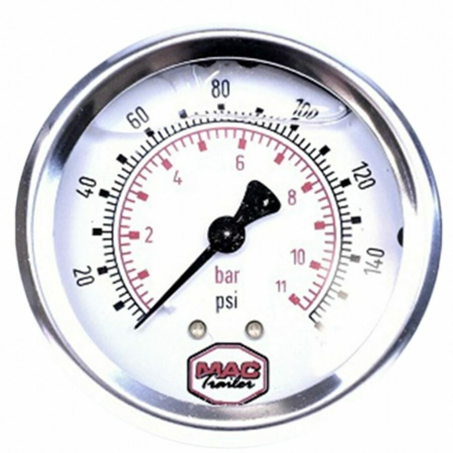 GAUGE 2.5" LIQUID FILLED BACK MOUNT (63 MM) DIAMETER, 0-160 PSI MAC LOGO