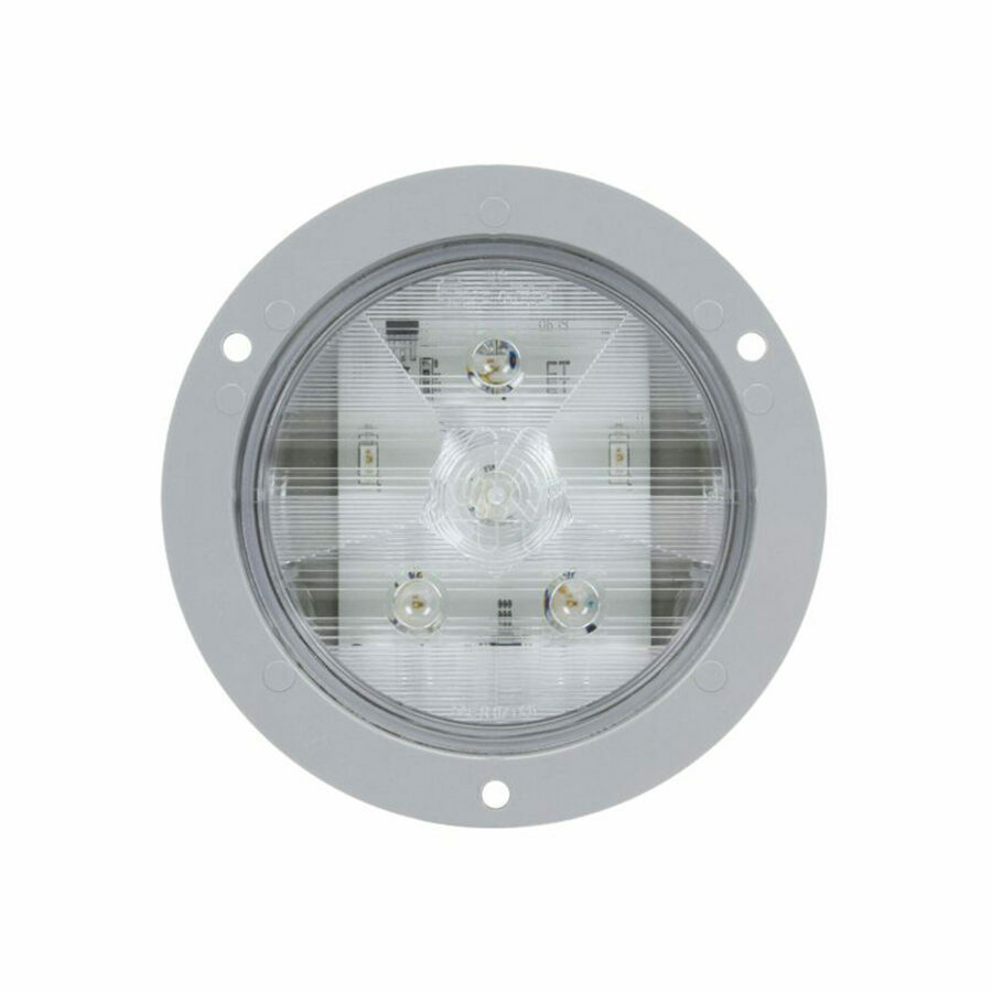 BACK UP LIGHT, SUPER 44 LED, 4" ROUND 6 DIODE, CLEAR POLYCARBONATE LENS, GRAY FLANGE MOUNT