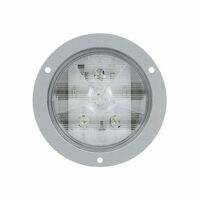 BACK UP LIGHT, SUPER 44 LED, 4" ROUND 6 DIODE, CLEAR POLYCARBONATE LENS, GRAY FLANGE MOUNT