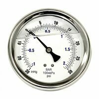 GAUGE 4" LIQUID FILLED BACK MOUNT, -30/+30 PSI, 1/4 NPT