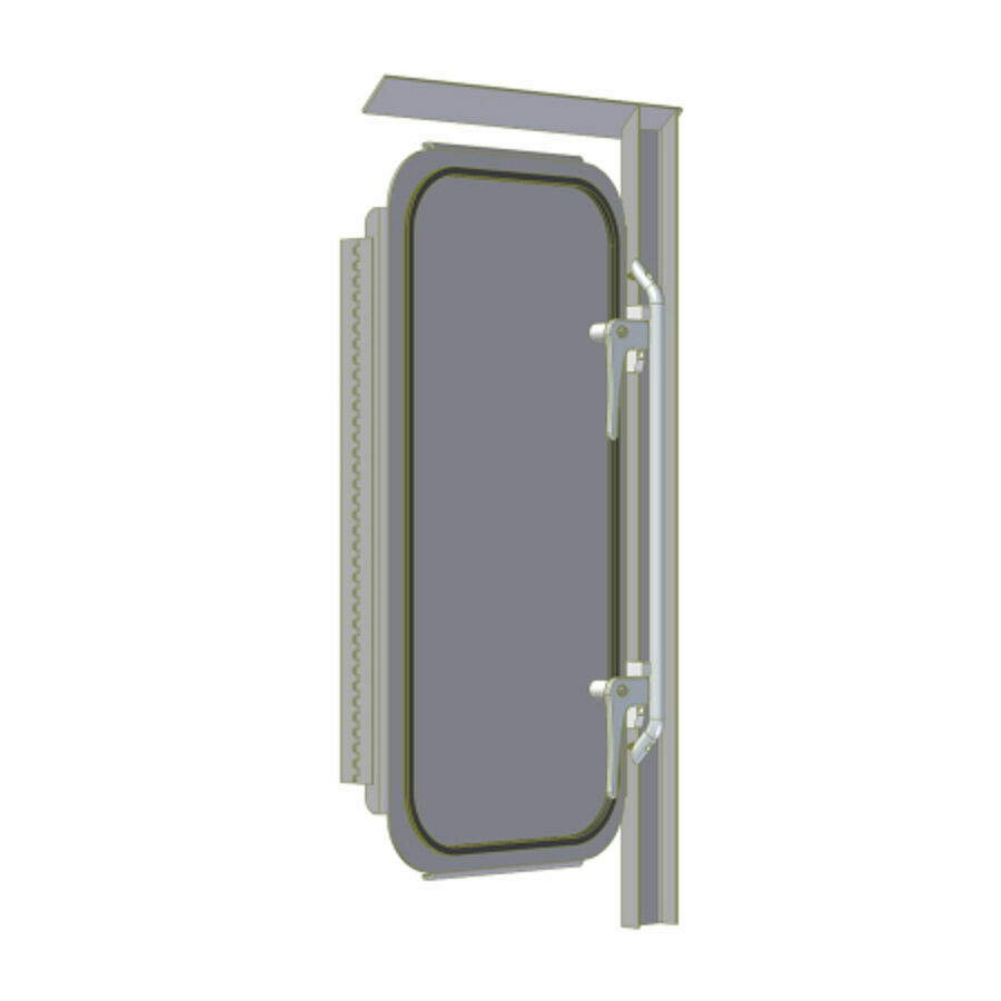 ALUMINUM BULKHEAD MANDOOR ASSEMBLY, DRIVER SIDE FOR TRAILSTAR DUMP TRAILERS, RECTANGLE STYLE