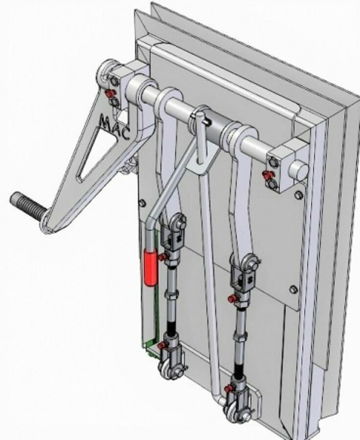 COAL DOOR ASSEMBLY ALUMINUM 16", SMOOTH SIDE WITH CAST HANDLE & FLOW CONTROL