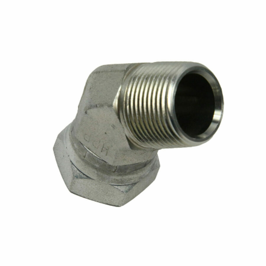 FITTING, 45 DEG. MALE SWIVEL- 1"-11.5 NPT, STAINLESS- 4K PSI