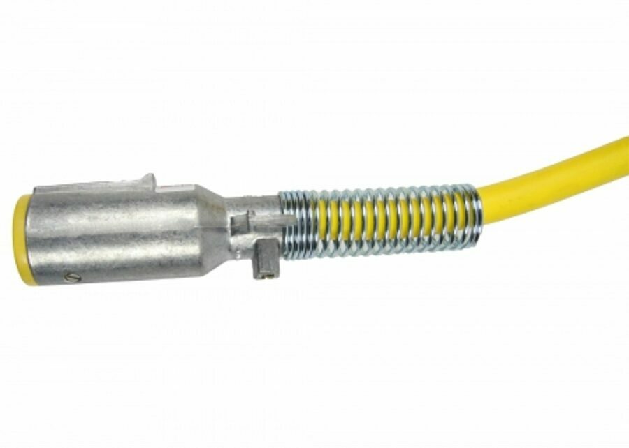 COILED 7 WAY CABLE, YELLOW W/ MALE ENDS 12