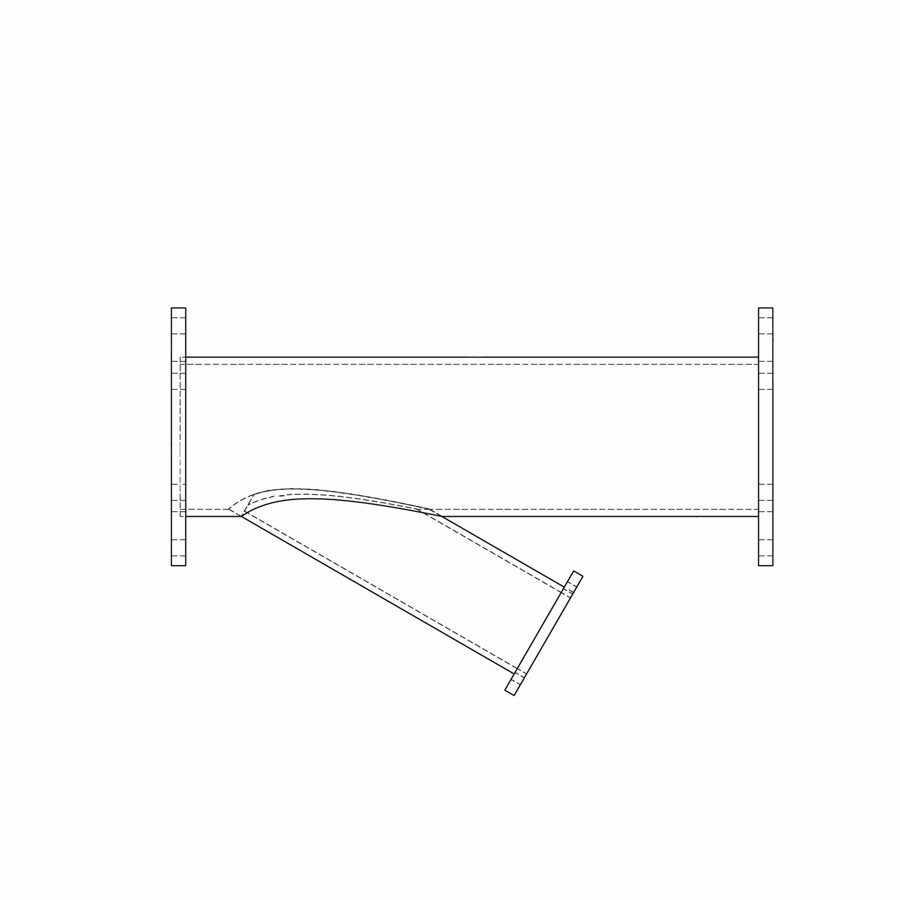 Y BRANCH PNEUMATIC 5" IN X 5" OUT, FLANGE