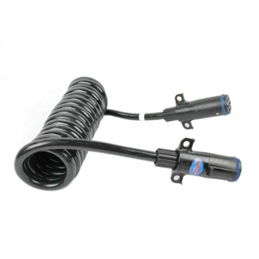 CABLE COILED 7 WAY MALE ENDS BLACK 12