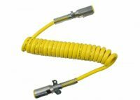 COILED 7 WAY CABLE, YELLOW W/ MALE ENDS 12