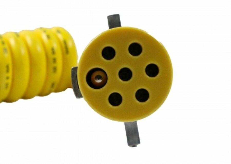 COILED 7 WAY CABLE, YELLOW W/ MALE ENDS 12