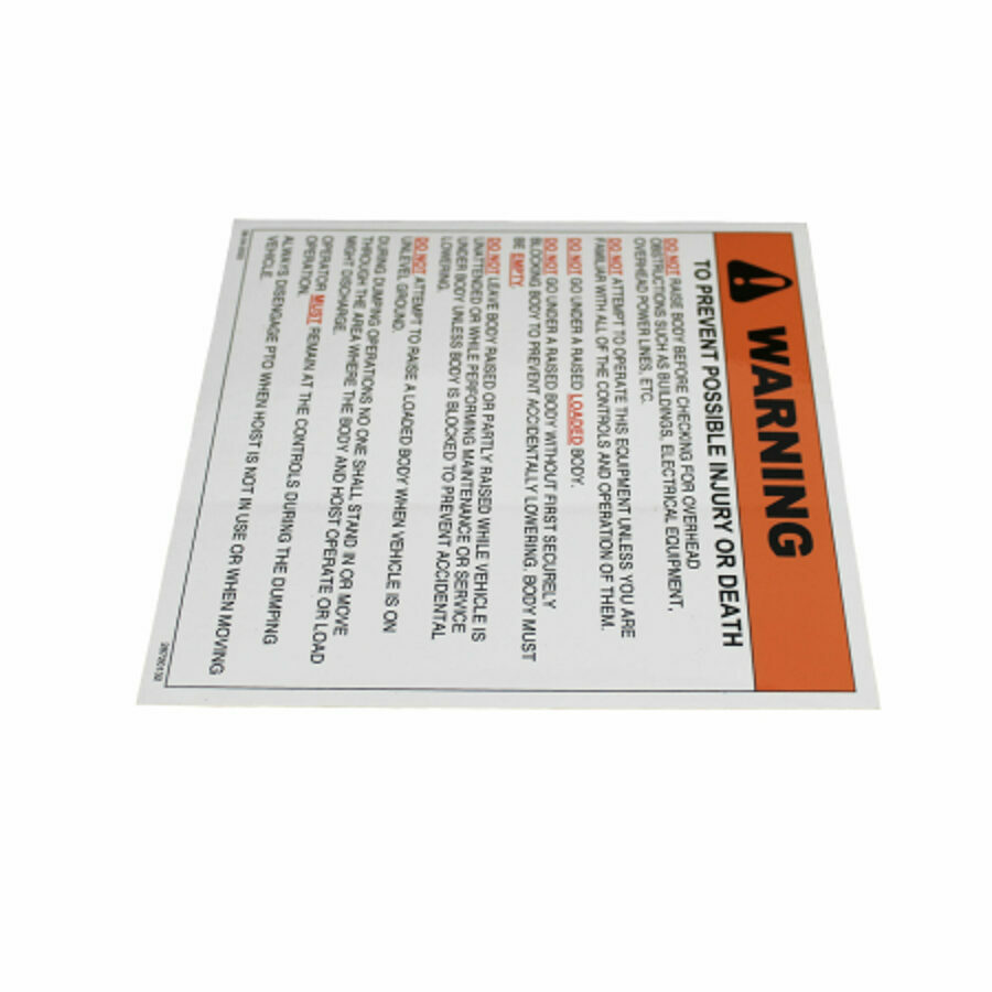 DECAL " POSSIBLE INJURY OR DEATH"