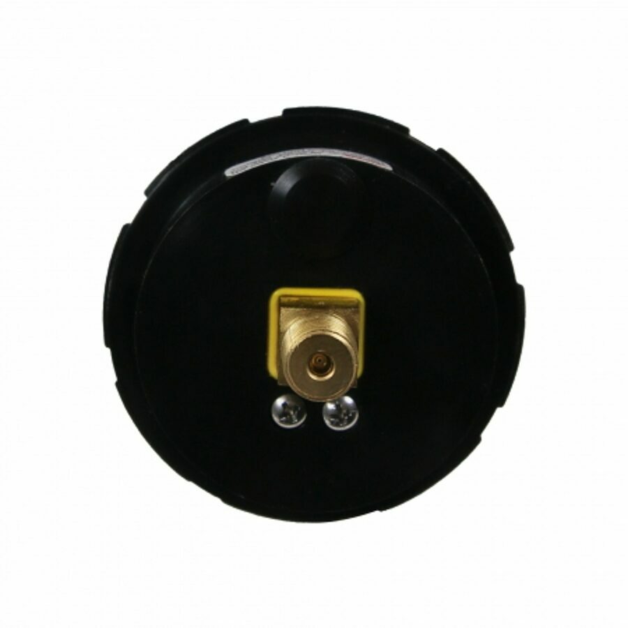 GAUGE 2.5" LIQUID FILLED BACK MOUNT W/ BLACK WEATHER RESISTANT ZYTEL CASE & BEZEL, (63 MM) DIAMETER 0-160 PSI MAC LOGO