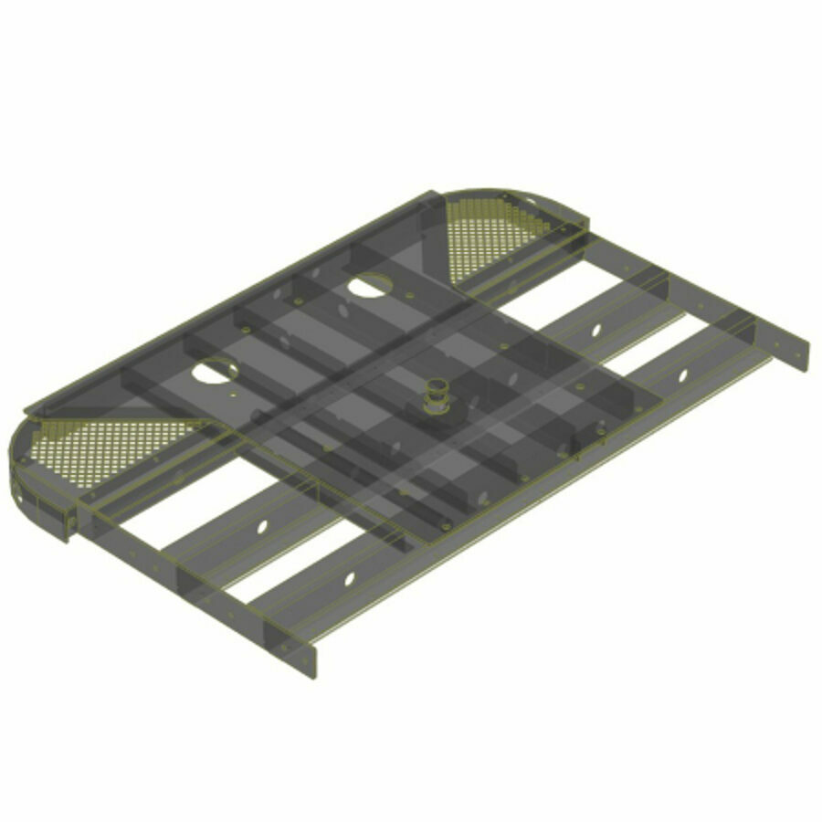 COUPLER ASSEMBLY,  96" WIDE 3/8" LOW PROFILE W/ 36" KINGPIN, BLACK FOR MOVING FLOOR/TIPPER