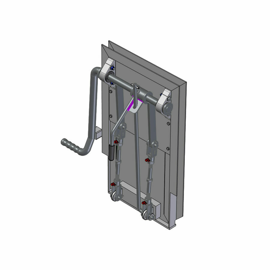 COAL DOOR, 12", SS, FLOW SS 90 DEG HANDLE, FLUSH MOUNT W/ GREASELESS BLOCKS