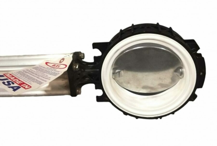 BUTTERFLY VALVE 6", BLACKMAXX, ALLO DISC, WHITE SEAL, 18" EXT. HD ALUMINUM HANDLE