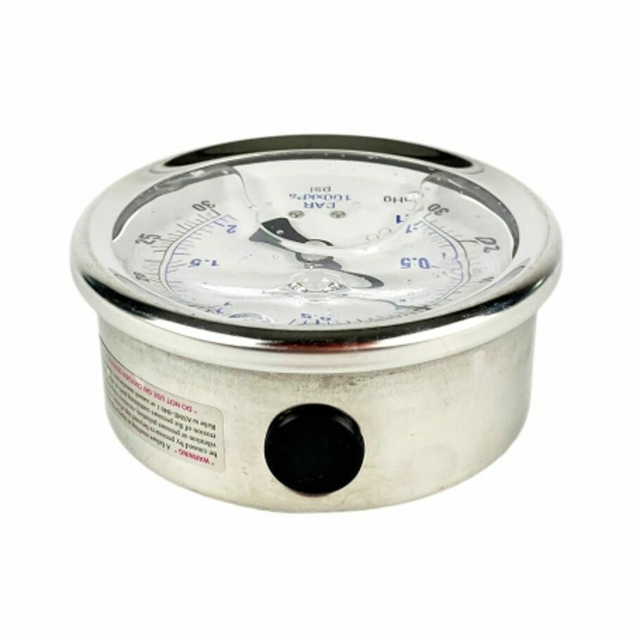 GAUGE 4" LIQUID FILLED BOTTOM MOUNT, -30/+30 PSI, 1/4 NPT 