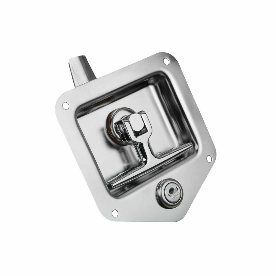 LATCH, STAINLESS T-HANDLE, LOCKING W/ HOLES